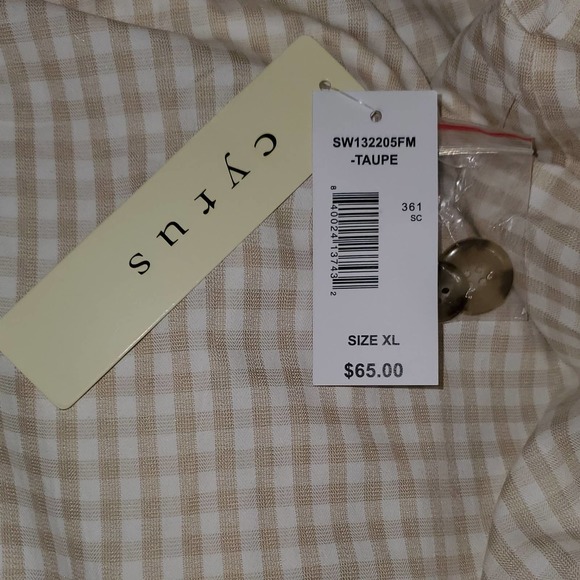 Cyrus Women's Taupe 2 Button Front Closure Gingham Blazer Size xl - Picture 4 of 15